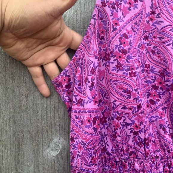 LIZ CLAIBORNE Dress 2XL Women’s Pink White Smocked Waist V Neck Maxi Summer - Picture 7 of 8